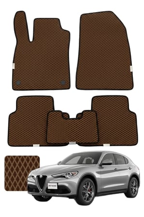 Alfa Romeo Stelvio 2016 ve sonrası Özelleştirilebilir Premium Eva Oto Paspas Seti - Kahverengi