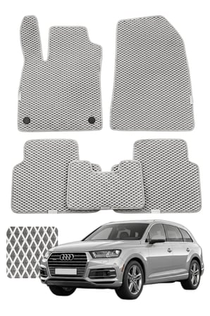 Audi Q7 2015 ve sonrası Özelleştirilebilir Premium Eva Oto Paspas Seti - Gri