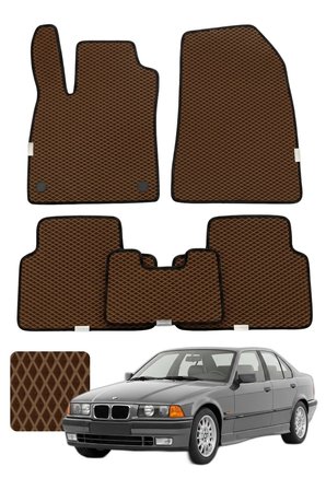 Bmw 3 Serisi 1990-2000 E36 Özelleştirilebilir Premium Eva Oto Paspas Seti - Kahverengi