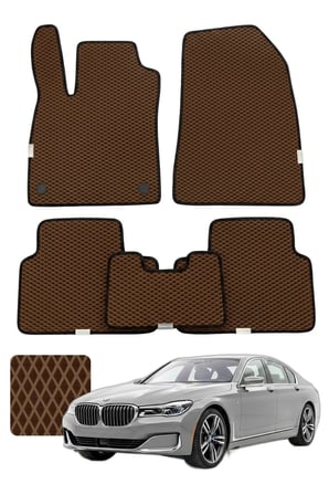 Bmw 7 Serisi 2022 ve sonrası G70 Özelleştirilebilir Premium Eva Oto Paspas Seti - Kahverengi