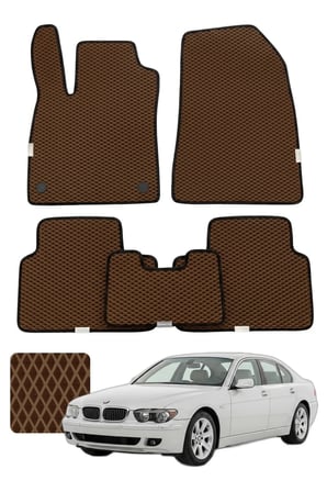Bmw 7 Serisi Sedan 2001-2008 E65 Özelleştirilebilir Premium Eva Oto Paspas Seti - Kahverengi
