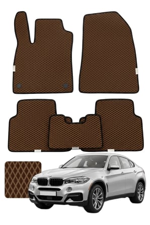Bmw X6 2014-2019 F16 Özelleştirilebilir Premium Eva Oto Paspas Seti - Kahverengi