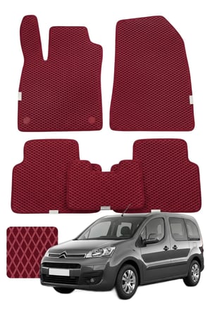 Citroen Berlingo 2008-2018 Özelleştirilebilir Premium Eva Oto Paspas Seti - Bordo
