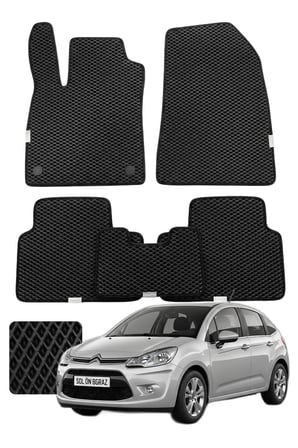 Citroen C3 2009-2016 Özelleştirilebilir Premium Eva Oto Paspas Seti - Siyah