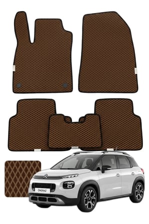 Citroen C3 Aircross 2017 ve sonrası Özelleştirilebilir Premium Eva Oto Paspas Seti - Kahverengi