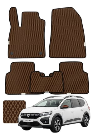 Dacia Jogger 2022 ve sonrası Özelleştirilebilir Premium Eva Oto Paspas Seti - Kahverengi