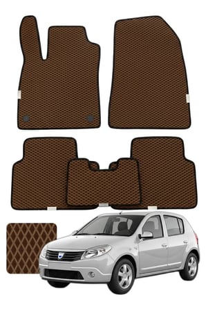 Dacia Sandero 2008-2012 Özelleştirilebilir Premium Eva Oto Paspas Seti - Kahverengi