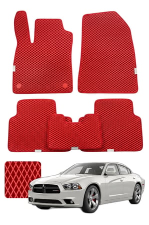 Dodge Charger 2011 ve sonrası Özelleştirilebilir Premium Eva Oto Paspas Seti - Kırmızı