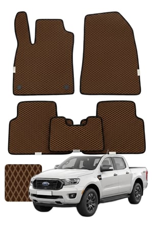 Ford Ranger 2022 ve sonrası Özelleştirilebilir Premium Eva Oto Paspas Seti - Kahverengi