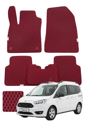 Ford Tourneo Courier 2014-2023 Özelleştirilebilir Premium Eva Oto Paspas Seti - Bordo