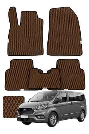 Ford Tourneo Custom 2023 ve sonrası Özelleştirilebilir Premium Eva Oto Paspas Seti - Kahverengi