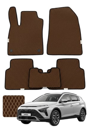 Hyundai Bayon 2021 ve sonrası Özelleştirilebilir Premium Eva Oto Paspas Seti - Kahverengi