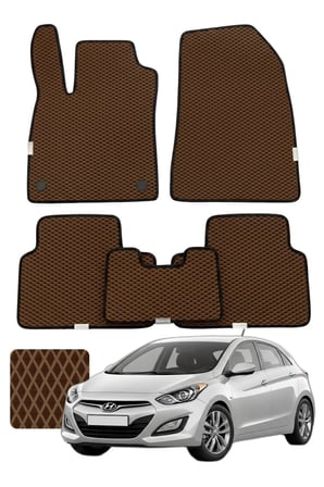 Hyundai i30 2012-2017 Özelleştirilebilir Premium Eva Oto Paspas Seti - Kahverengi