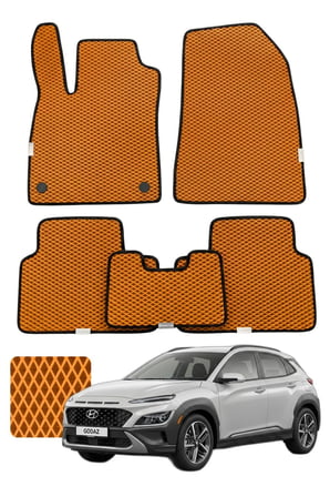 Hyundai Kona 2023 ve sonrası Özelleştirilebilir Premium Eva Oto Paspas Seti - Turuncu