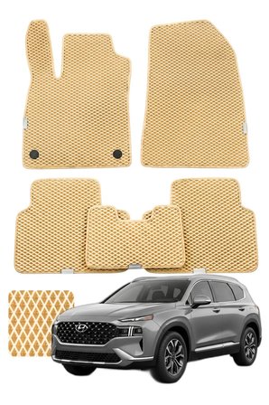 Hyundai Santa Fe 2020 ve sonrası Özelleştirilebilir Premium Eva Oto Paspas Seti - Bej