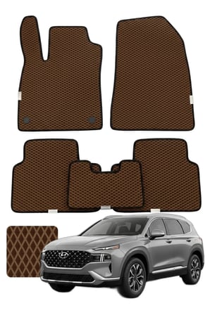 Hyundai Santa Fe 2020 ve sonrası Özelleştirilebilir Premium Eva Oto Paspas Seti - Kahverengi