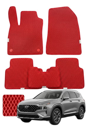 Hyundai Santa Fe 2020 ve sonrası Özelleştirilebilir Premium Eva Oto Paspas Seti - Kırmızı