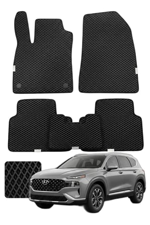 Hyundai Santa Fe 2020 ve sonrası Özelleştirilebilir Premium Eva Oto Paspas Seti - Siyah