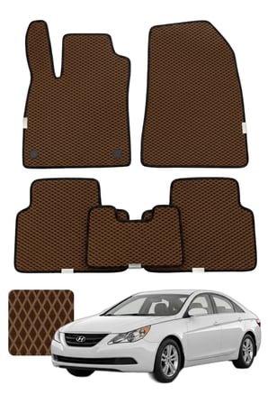 Hyundai Sonata 2009-2014 Özelleştirilebilir Premium Eva Oto Paspas Seti - Kahverengi