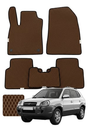 Hyundai Tucson 2004-2015 Özelleştirilebilir Premium Eva Oto Paspas Seti - Kahverengi