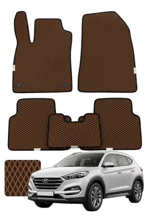 Hyundai Tucson 2015-2020 Özelleştirilebilir Premium Eva Oto Paspas Seti - Kahverengi