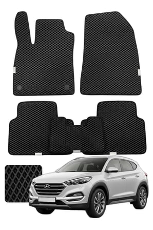 Hyundai Tucson 2015-2020 Özelleştirilebilir Premium Eva Oto Paspas Seti - Siyah
