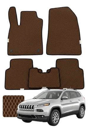 Jeep Cherokee 2014 ve sonrası Özelleştirilebilir Premium Eva Oto Paspas Seti - Kahverengi