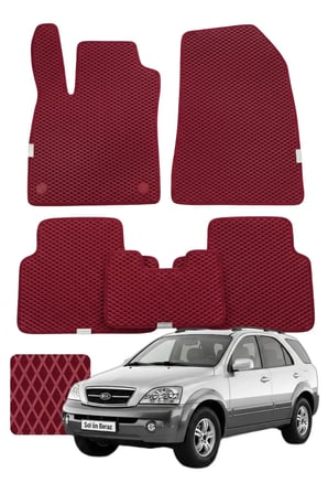 Kia Sorento 2002-2009 Özelleştirilebilir Premium Eva Oto Paspas Seti - Bordo