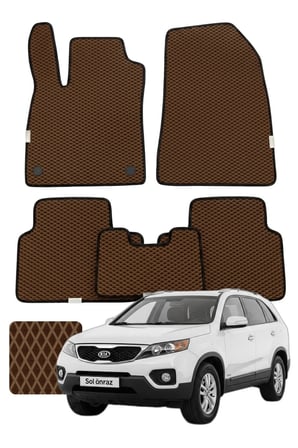 Kia Sorento 2009-2014 Özelleştirilebilir Premium Eva Oto Paspas Seti - Kahverengi