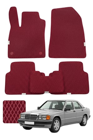 Mercedes 190 E 1982-1993 W201 Özelleştirilebilir Premium Eva Oto Paspas Seti - Bordo