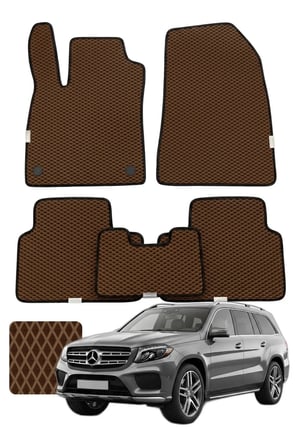 Mercedes GLS 2015-2019 X166 Özelleştirilebilir Premium Eva Oto Paspas Seti - Kahverengi
