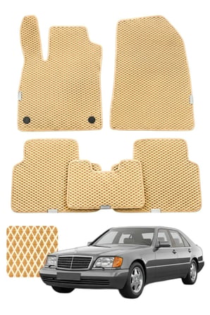 Mercedes S Serisi 1991-1998 W140 Özelleştirilebilir Premium Eva Oto Paspas Seti - Bej