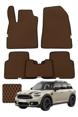 Mini Countryman 2017-2023 Özelleştirilebilir Premium Eva Oto Paspas Seti - Kahverengi