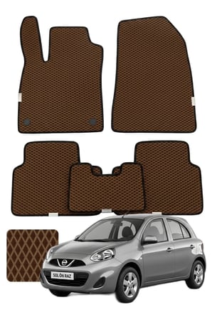 Nissan Micra 2010-2017 Özelleştirilebilir Premium Eva Oto Paspas Seti - Kahverengi