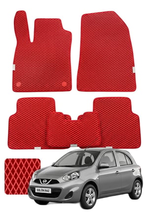 Nissan Micra 2010-2017 Özelleştirilebilir Premium Eva Oto Paspas Seti - Kırmızı
