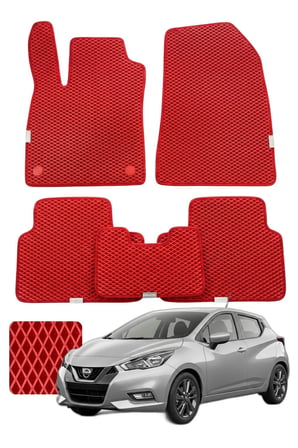 Nissan Micra 2017-2025 Özelleştirilebilir Premium Eva Oto Paspas Seti - Kırmızı