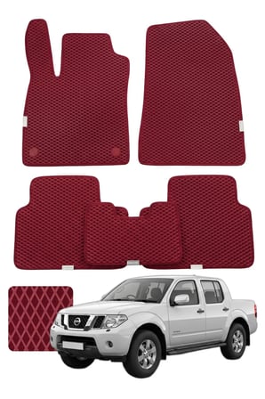 Nissan Navara 2014 ve sonrası Özelleştirilebilir Premium Eva Oto Paspas Seti - Bordo