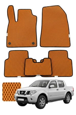 Nissan Navara 2014 ve sonrası Özelleştirilebilir Premium Eva Oto Paspas Seti - Turuncu