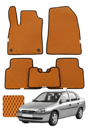 Opel Corsa Sedan 1993-2000 Özelleştirilebilir Premium Eva Oto Paspas Seti - Turuncu