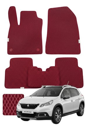 Peugeot 2008 2013-2019 Özelleştirilebilir Premium Eva Oto Paspas Seti - Bordo