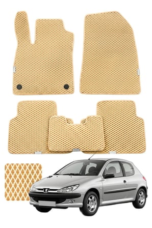 Peugeot 206 HB 1998-2012 Özelleştirilebilir Premium Eva Oto Paspas Seti - Bej