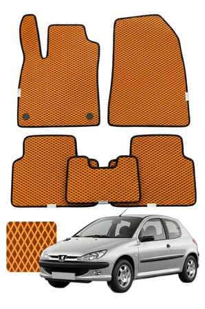 Peugeot 206 HB 1998-2012 Özelleştirilebilir Premium Eva Oto Paspas Seti - Turuncu