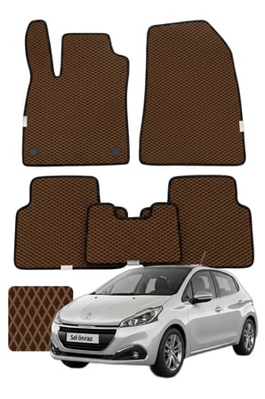 Peugeot 208 2012-2019 Özelleştirilebilir Premium Eva Oto Paspas Seti - Kahverengi