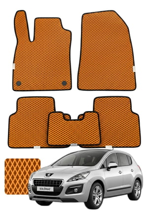 Peugeot 3008 2008-2016 Özelleştirilebilir Premium Eva Oto Paspas Seti - Turuncu
