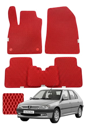 Peugeot 306 1993-2002 Özelleştirilebilir Premium Eva Oto Paspas Seti - Kırmızı