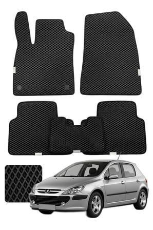 Peugeot 307 HB 2001-2008 Özelleştirilebilir Premium Eva Oto Paspas Seti - Siyah