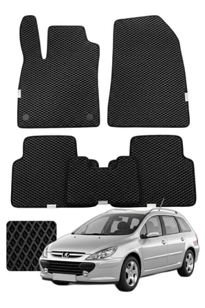 Peugeot 307 STW 2001-2008 Özelleştirilebilir Premium Eva Oto Paspas Seti - Siyah