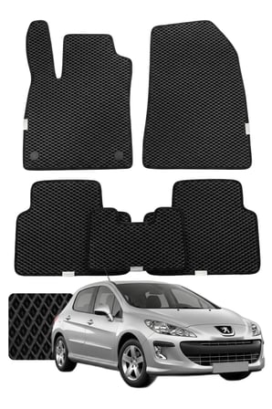 Peugeot 308 2007-2013 Özelleştirilebilir Premium Eva Oto Paspas Seti - Siyah