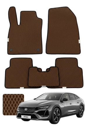 Peugeot 408 2022 ve sonrası Özelleştirilebilir Premium Eva Oto Paspas Seti - Kahverengi