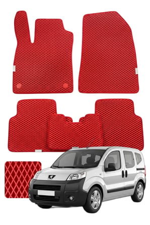 Peugeot Bipper 2007-2017 Özelleştirilebilir Premium Eva Oto Paspas Seti - Kırmızı